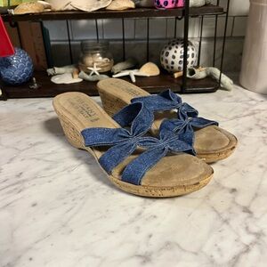 Blue Denim Wedge Sandals